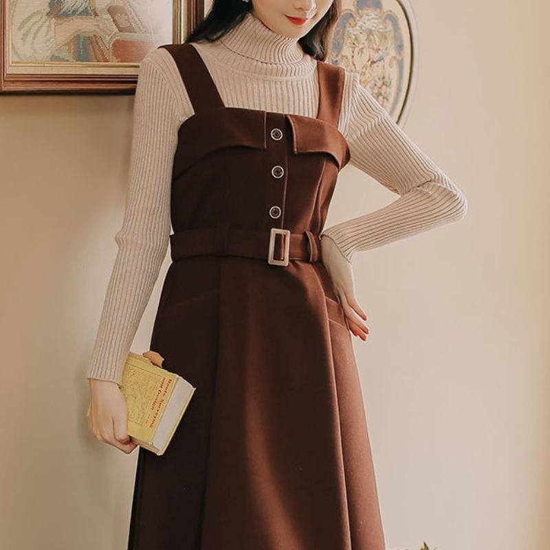 Robe Velours Marron Femme