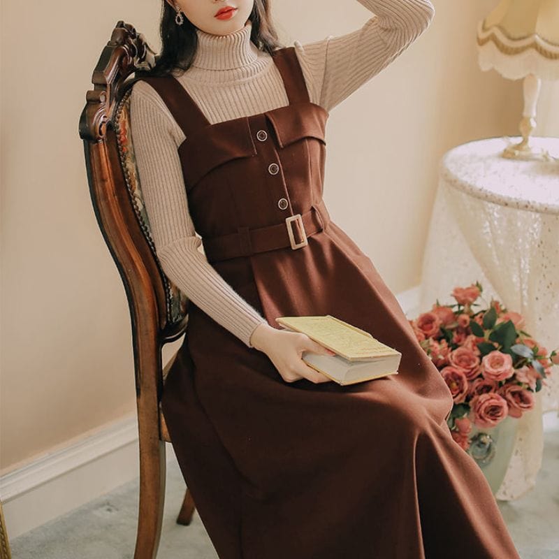 Robe Velours Marron Femme