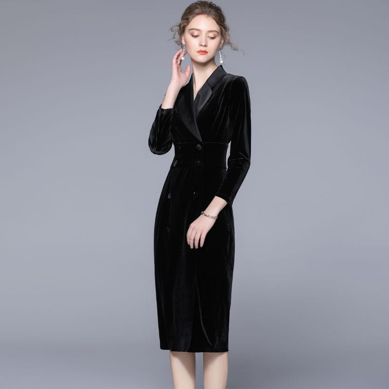 Robe Velours Noir Femme