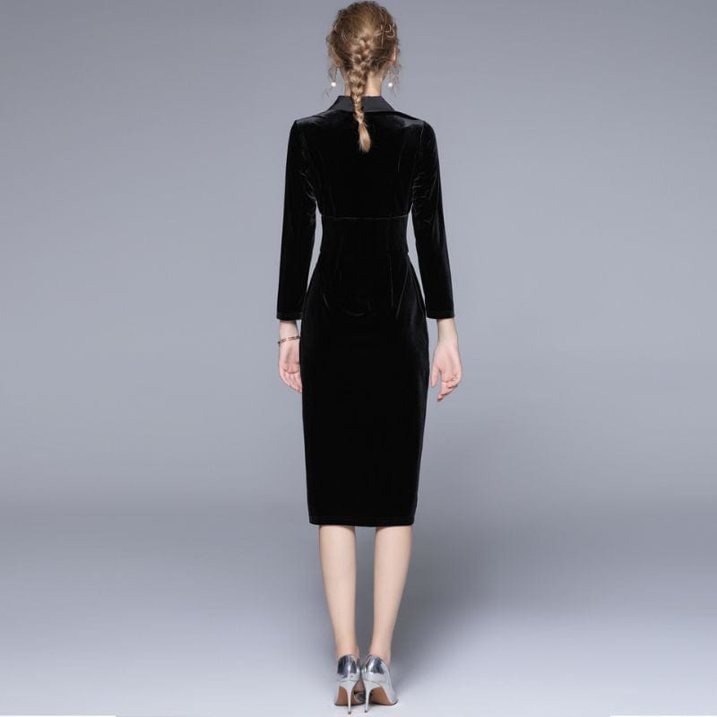 Robe Velours Noir Femme