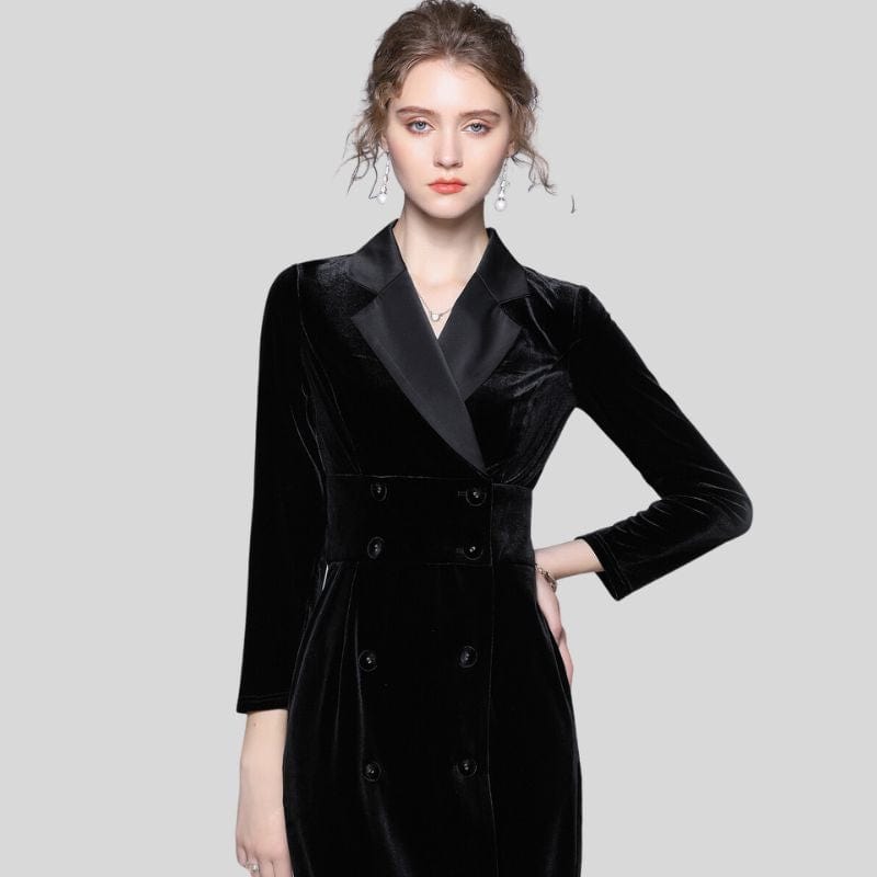 Robe Velours Noir Femme