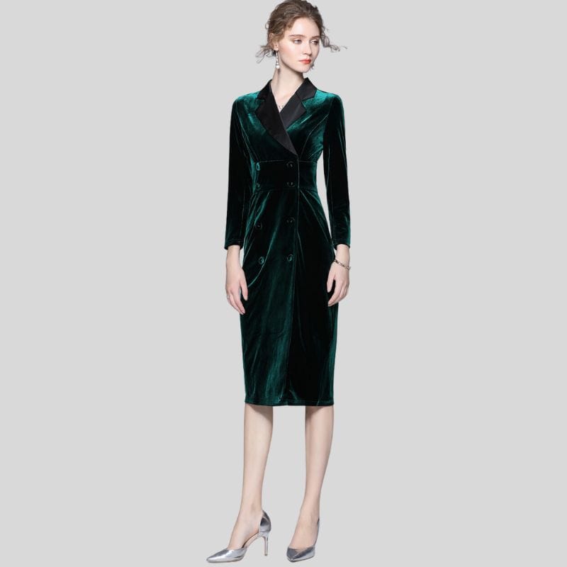 Robe Velours Vert Emeraude