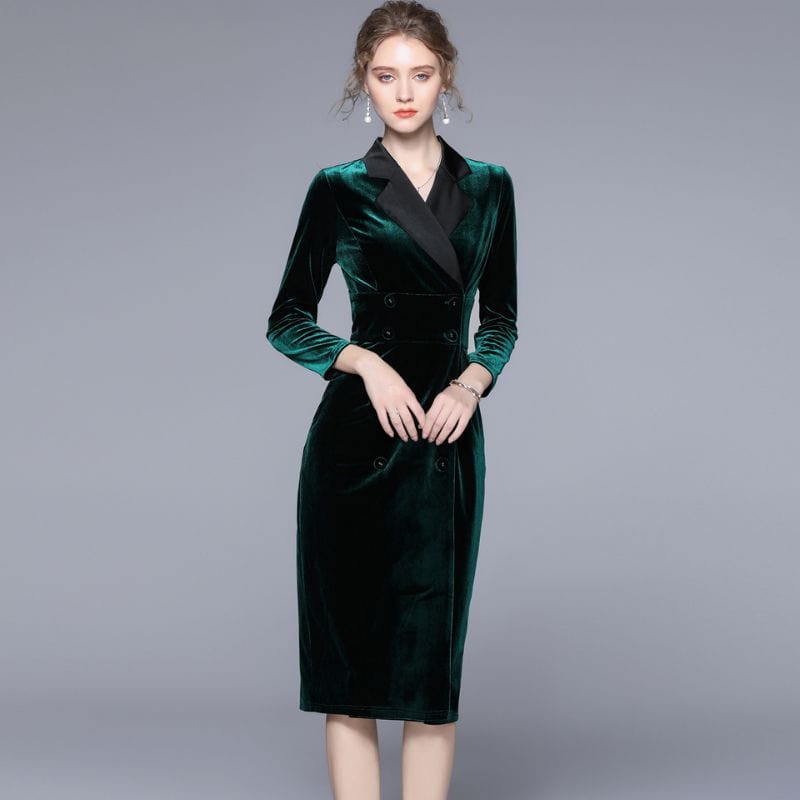 Robe Velours Vert Emeraude