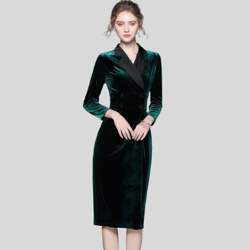 Robe Velours Vert Emeraude