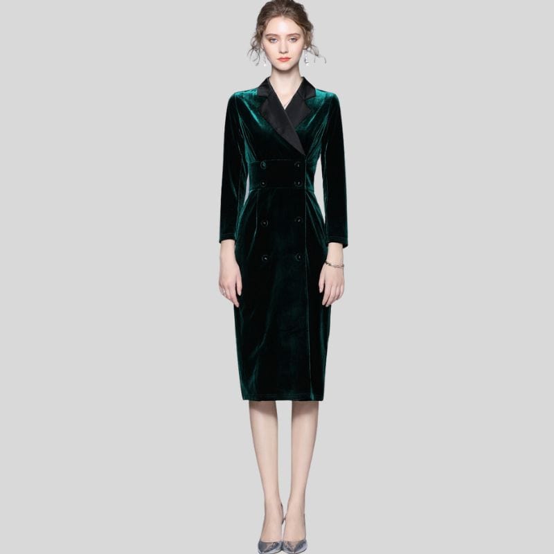 Robe Velours Vert Emeraude