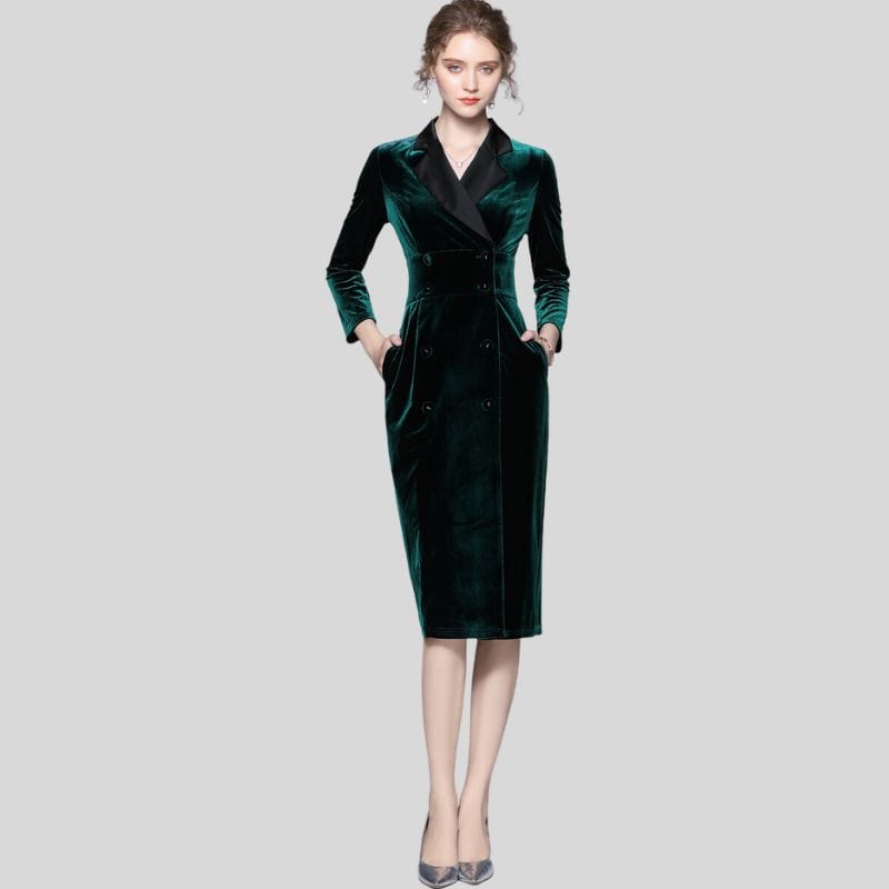 Robe Velours Vert Emeraude