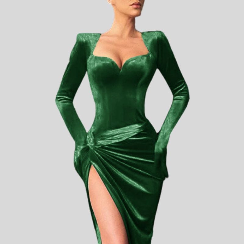 Robe Velours Vert Sapin