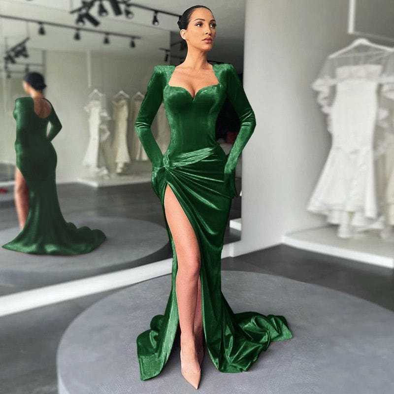 Robe Velours Vert Sapin