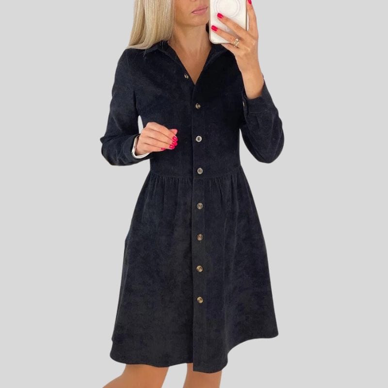 Robe en Velour Cotelé