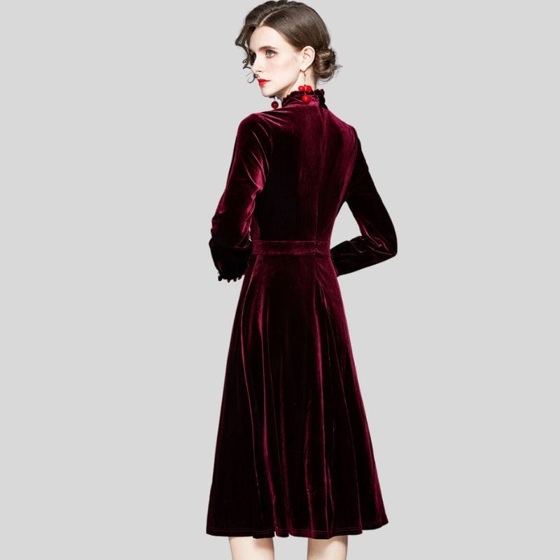 Robe en Velours Bordeaux