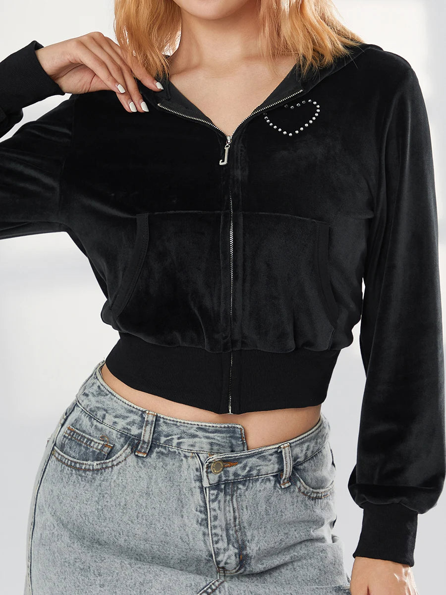 Sweat Velours Femme Manche Longue