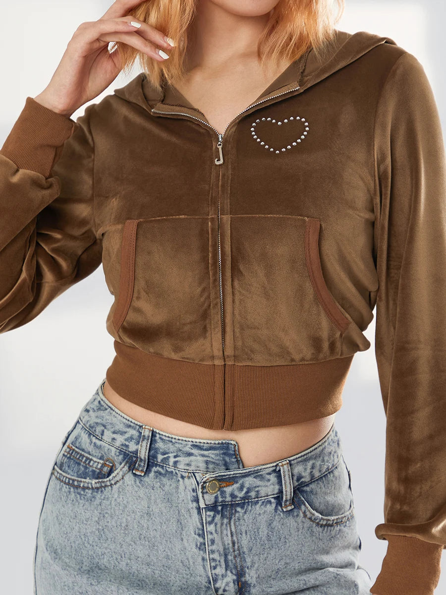 Sweat Velours Femme Manche Longue