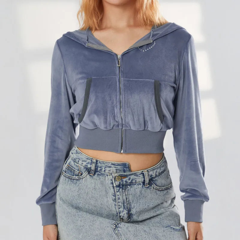Sweat Zippé Velours Femme