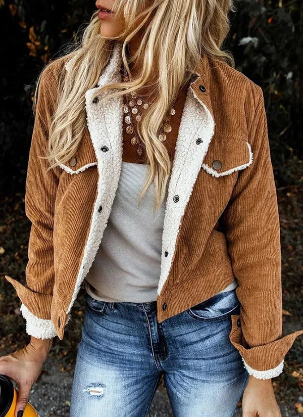 Blouson Velours Cotelé Femme