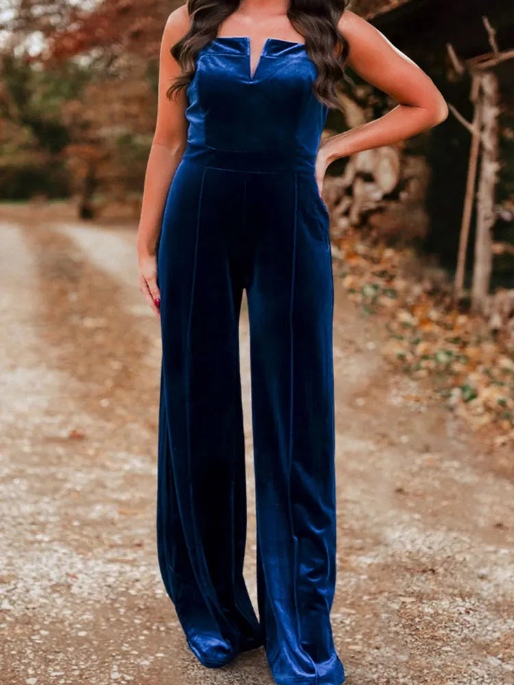 Combinaison Velours Bleu