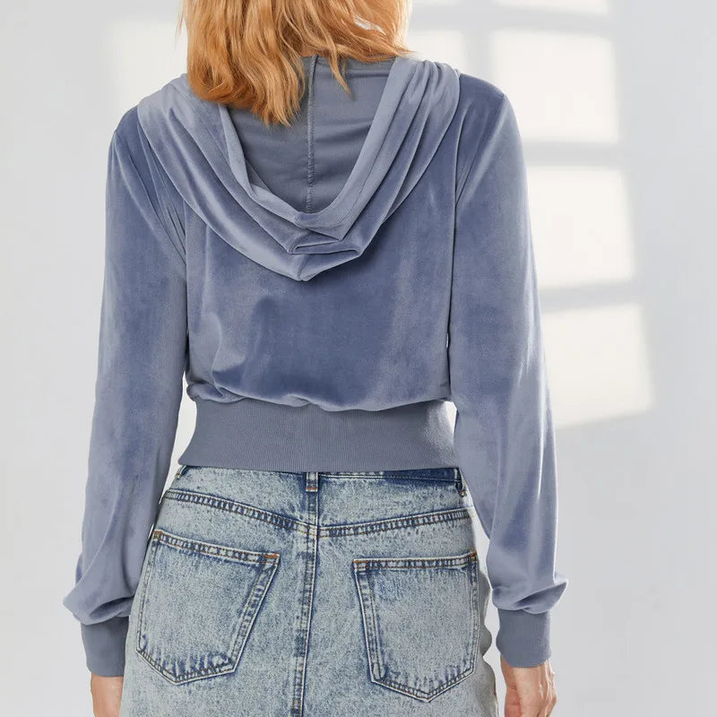 Sweat Zippé Velours Femme