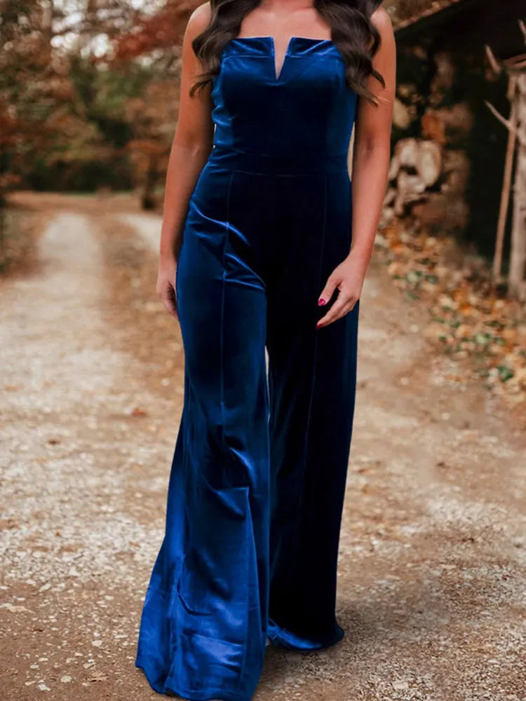 Combinaison Velours Bleu