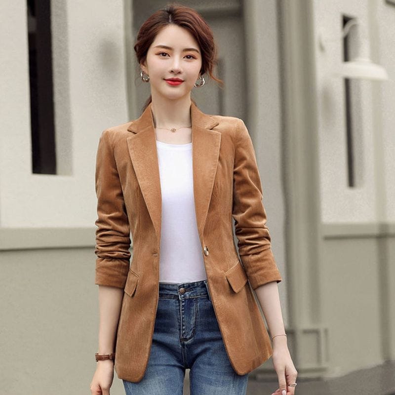 Veste Blazer Velour Cotelé Femme