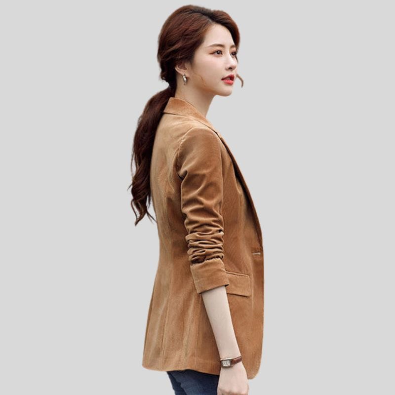 Veste Blazer Velour Cotelé Femme