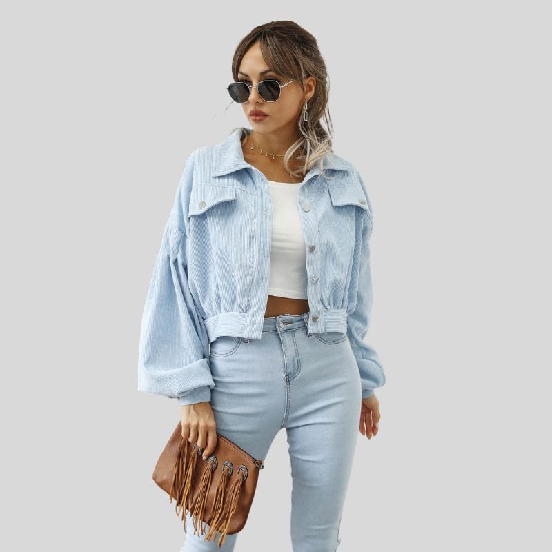 Veste Femme Velours Bleu