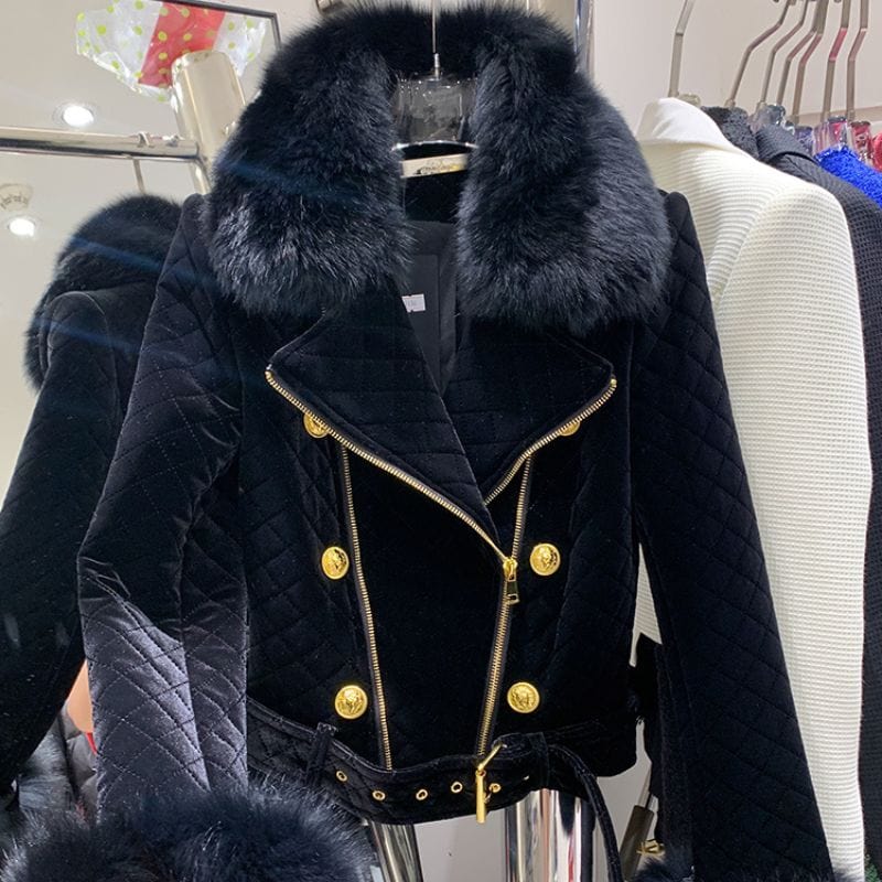 Veste Matelassée Velours Femme