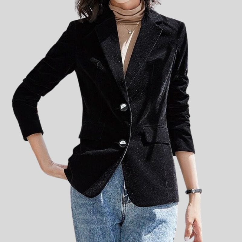 Veste Noir Velour Femme
