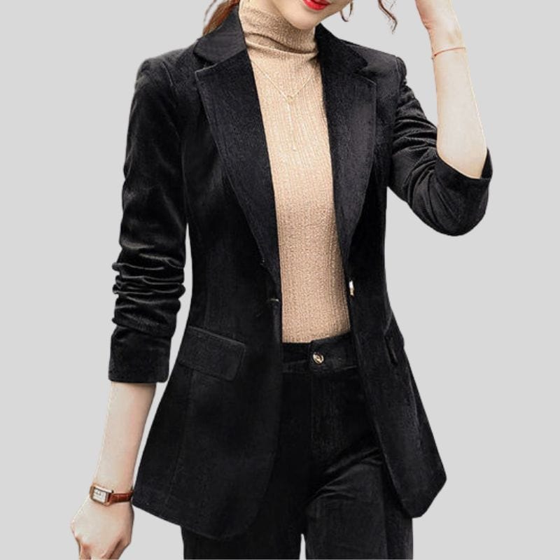 Veste Noire Velours Femme