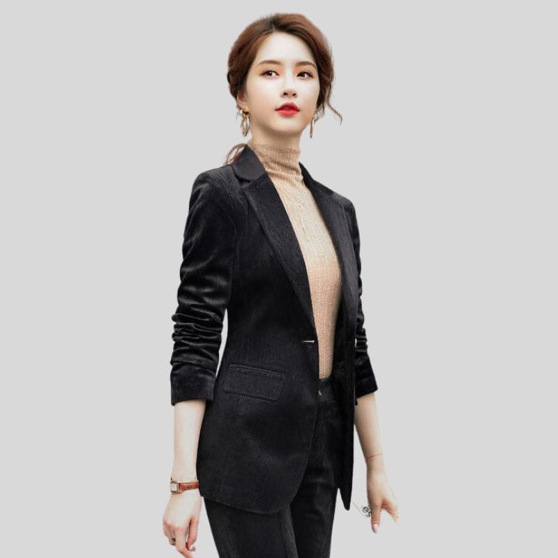 Veste Noire Velours Femme