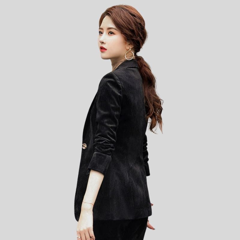 Veste Noire Velours Femme