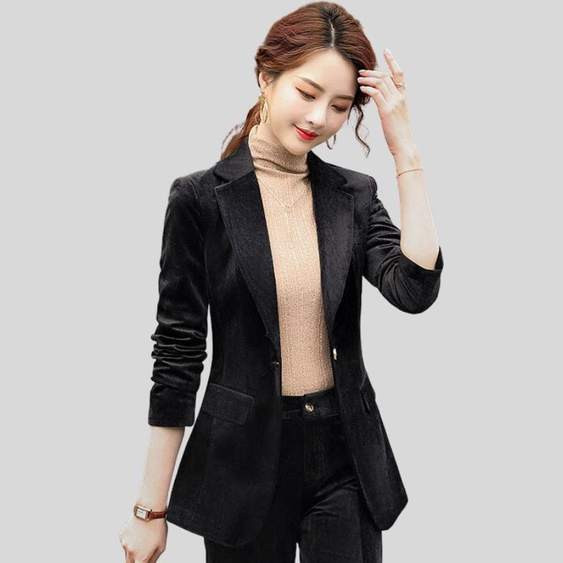 Veste Noire Velours Femme
