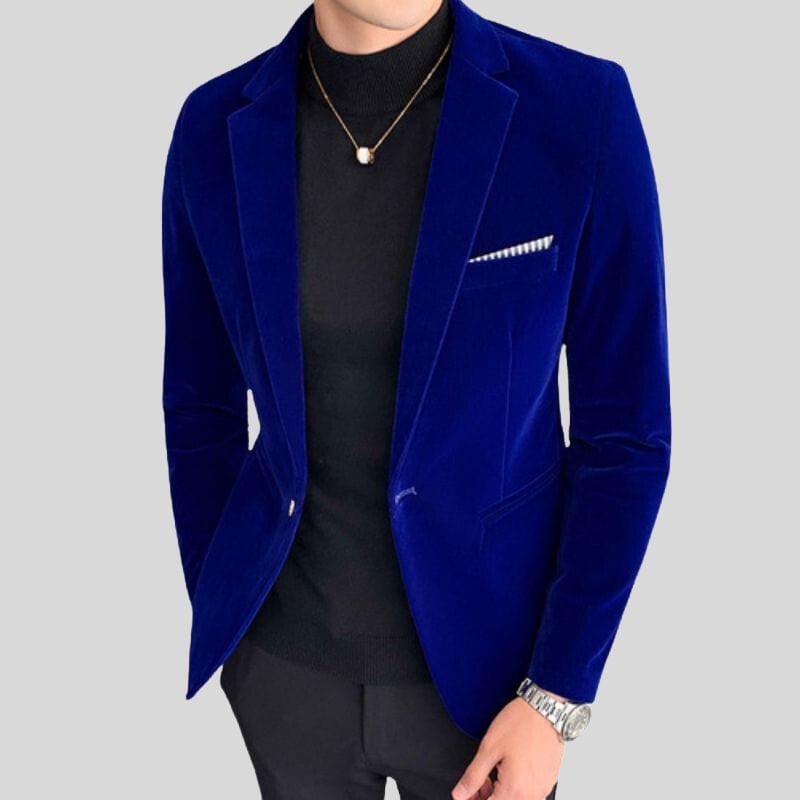 Veste Velour Bleu Homme