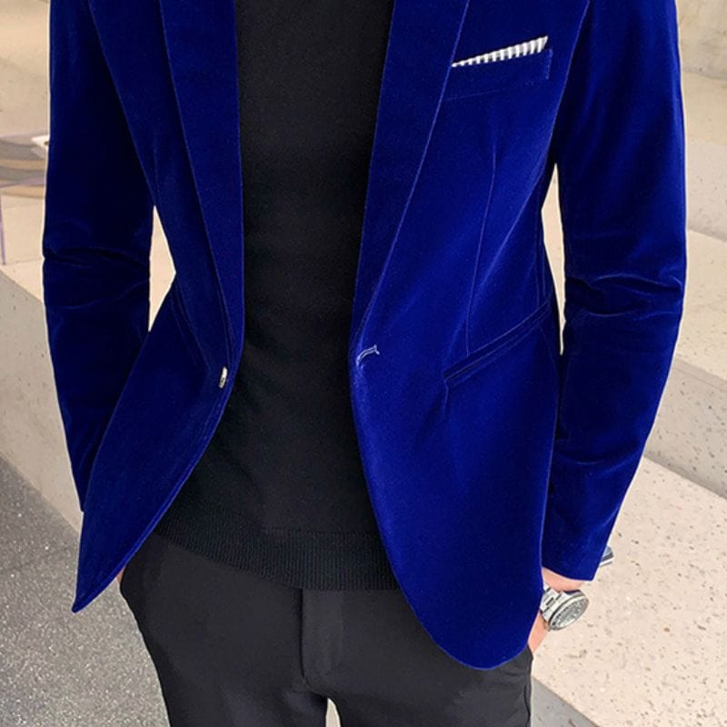 Veste Velour Bleu Homme