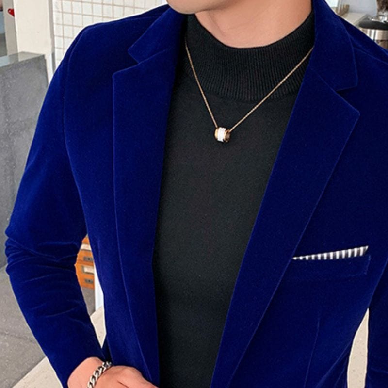 Veste Velour Bleu Homme