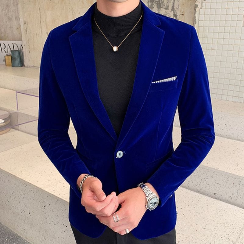 Veste Velour Bleu Homme