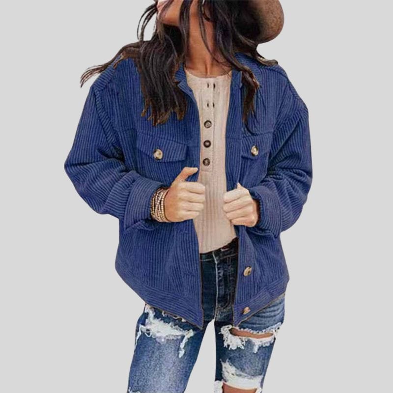 Veste Velour Bleu Marine Femme