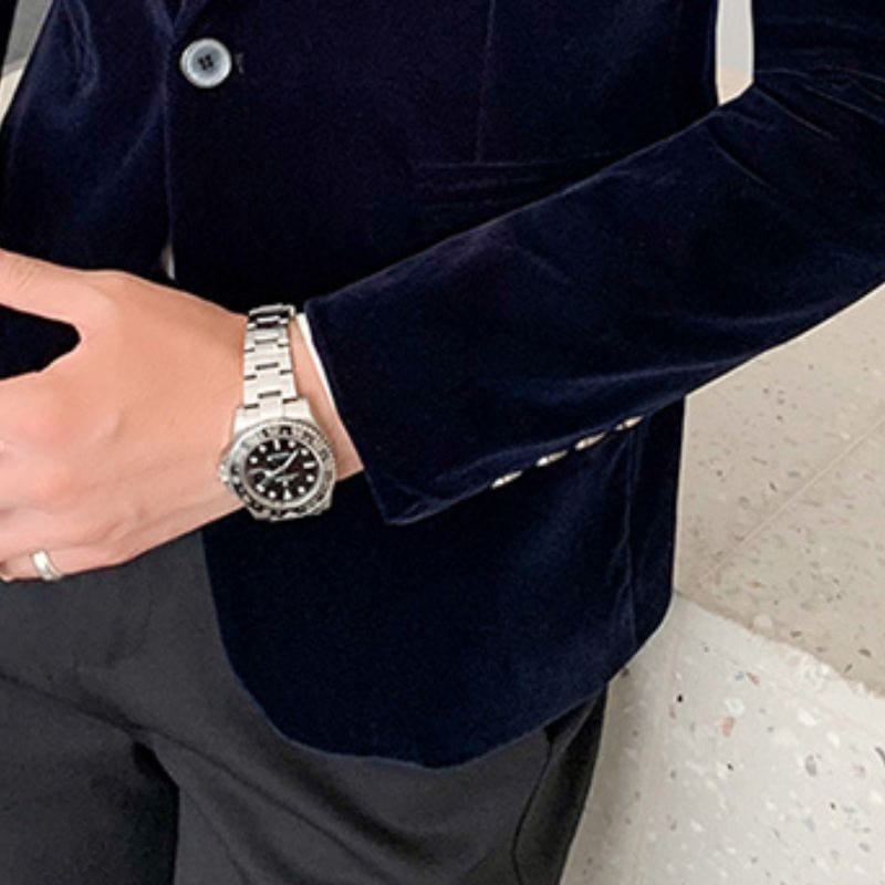 Veste Velour Bleu Marine Homme