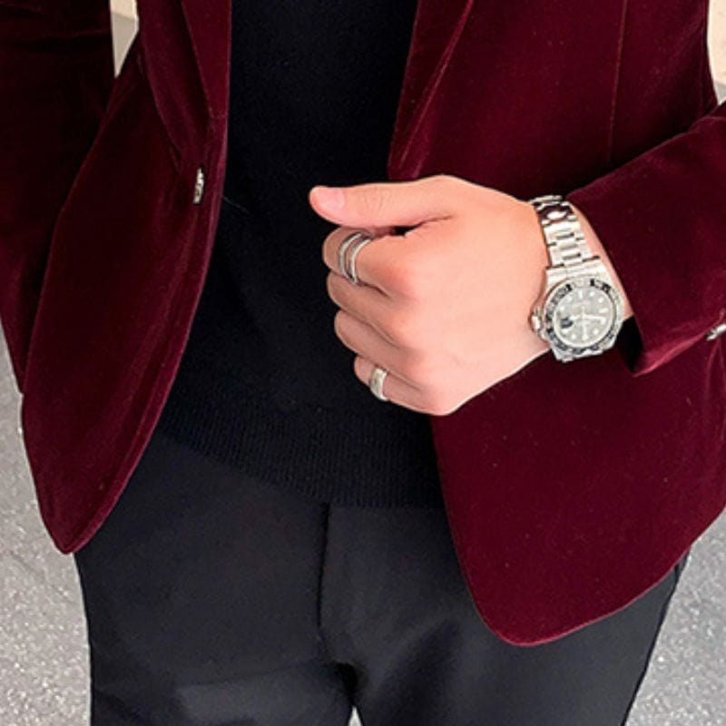 Veste Velour Bordeaux Homme