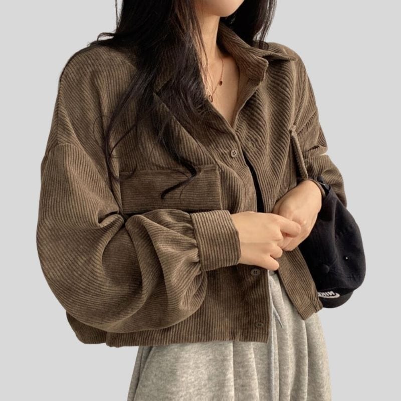 Veste Velour Marron Femme