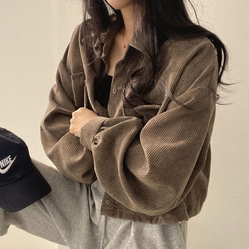 Veste Velour Marron Femme