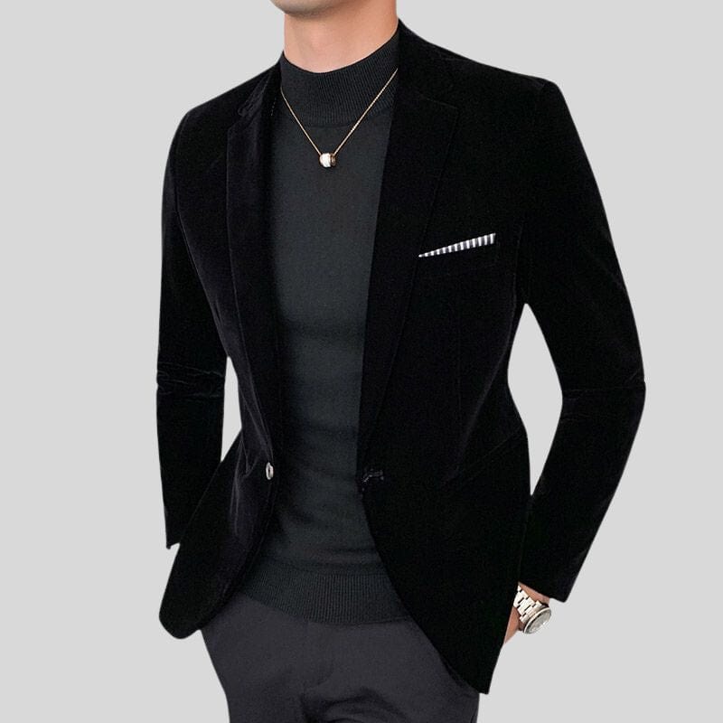 Veste Velour Noir Homme