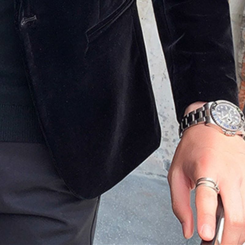 Veste Velour Noir Homme