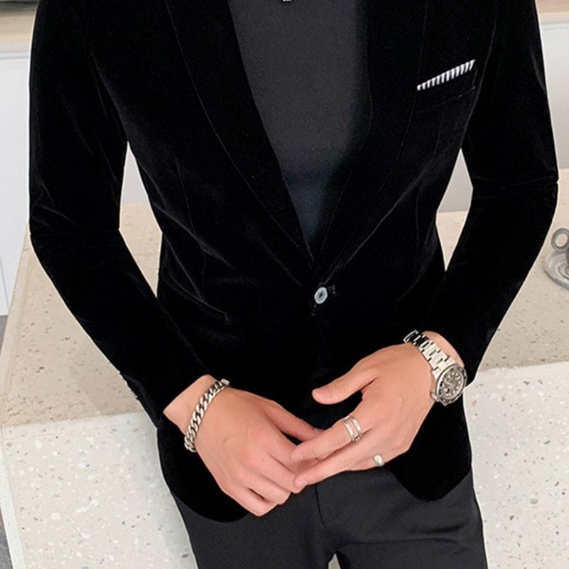Veste Velour Noir Homme