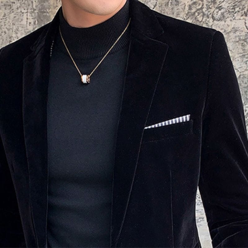 Veste Velour Noir Homme