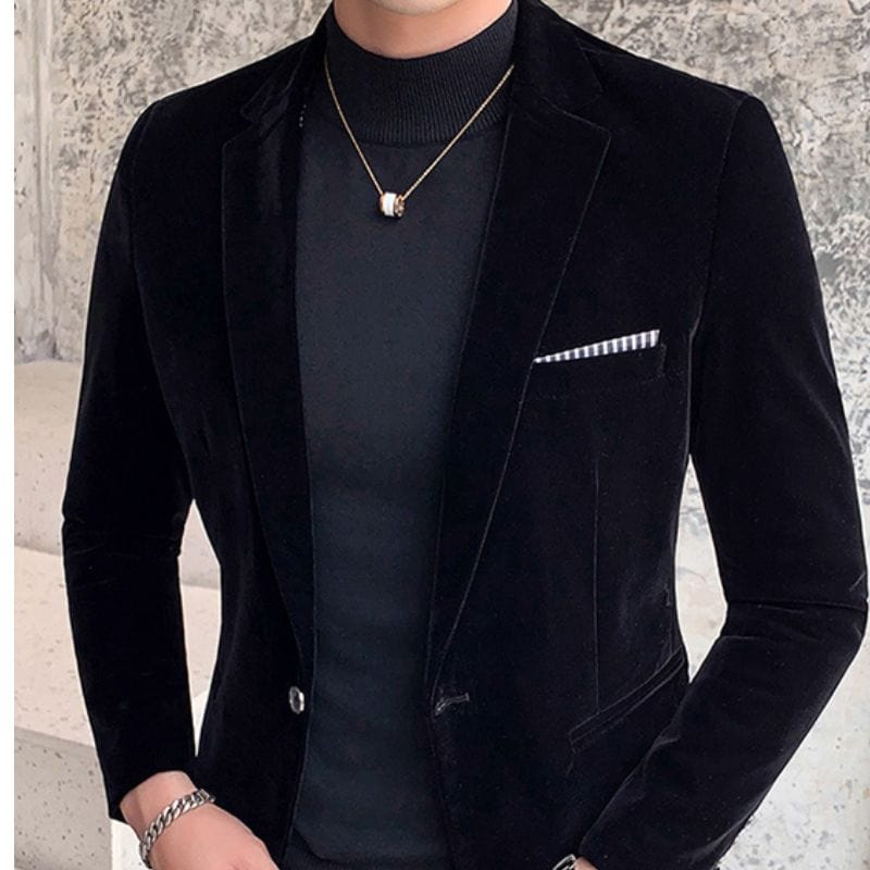 Veste Velour Noir Homme