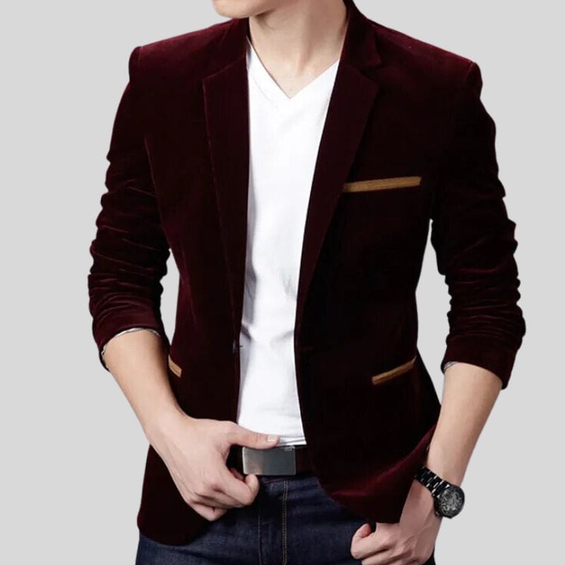 Veste Velour Rouge Homme