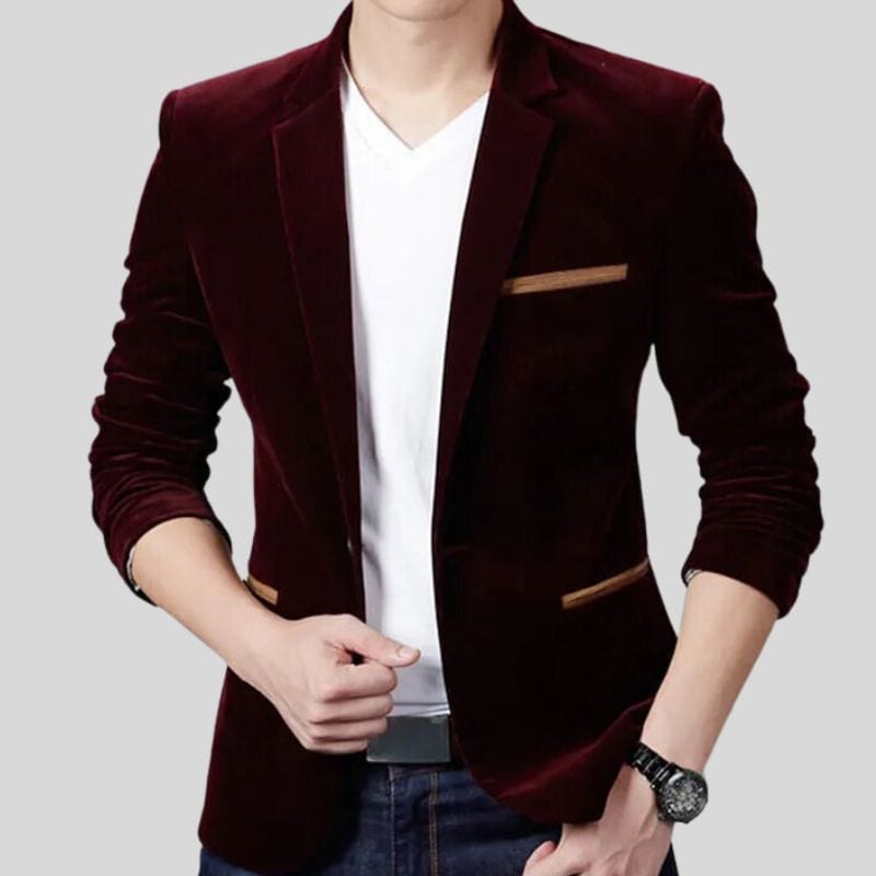 Veste Velour Rouge Homme