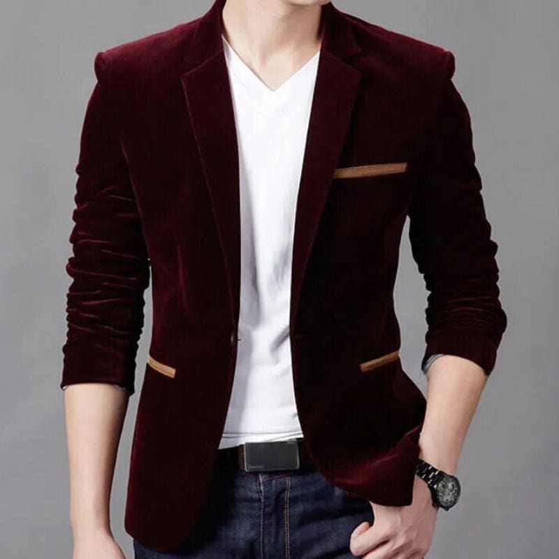 Veste Velour Rouge Homme
