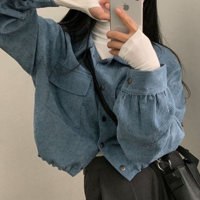 Veste Velours Bleu Femme