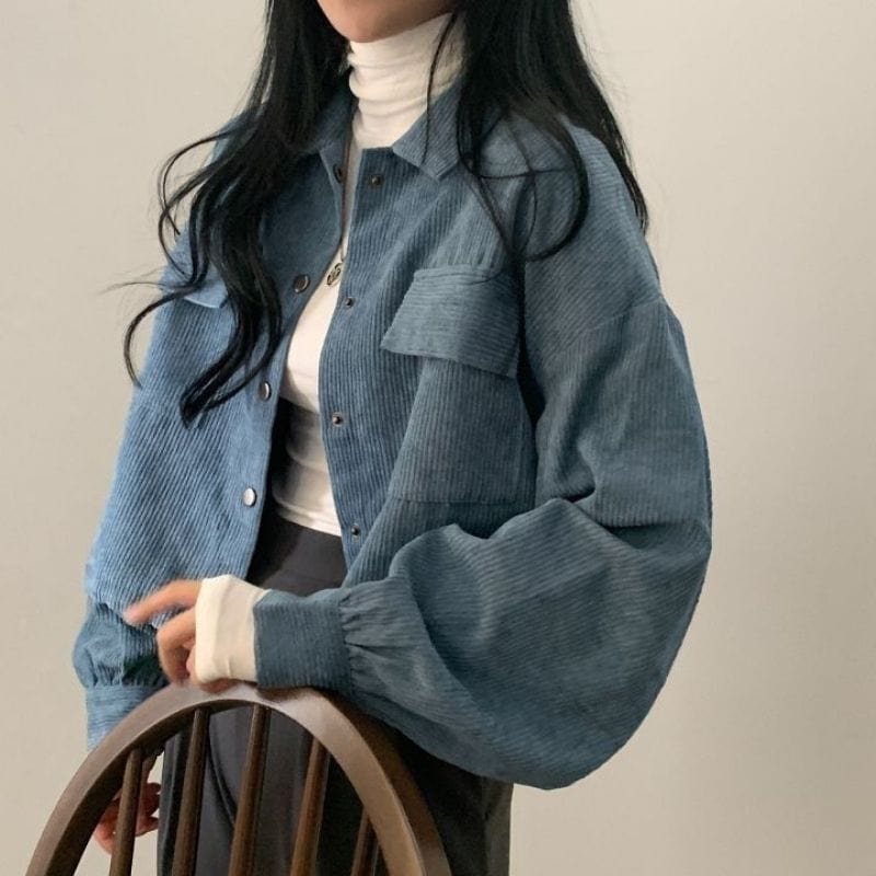 Veste Velours Bleu Femme