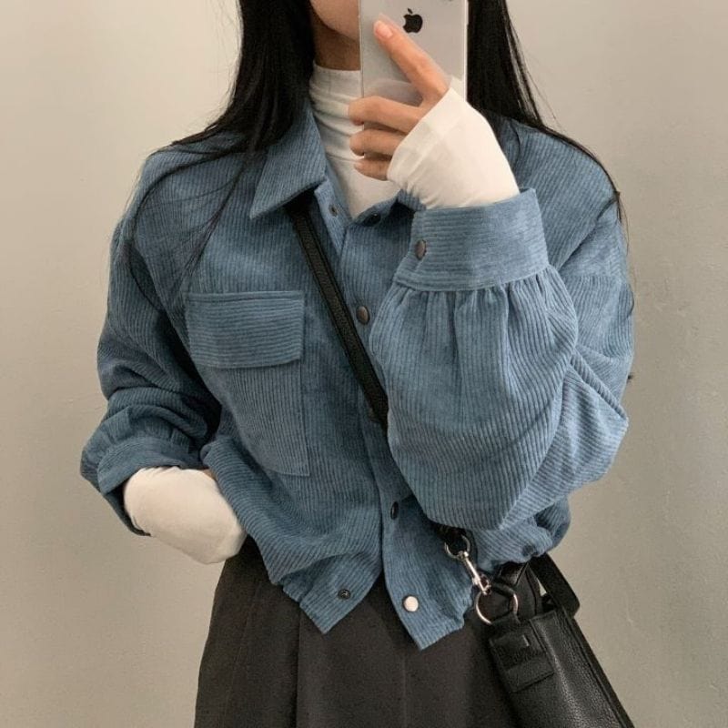 Veste Velours Bleu Femme